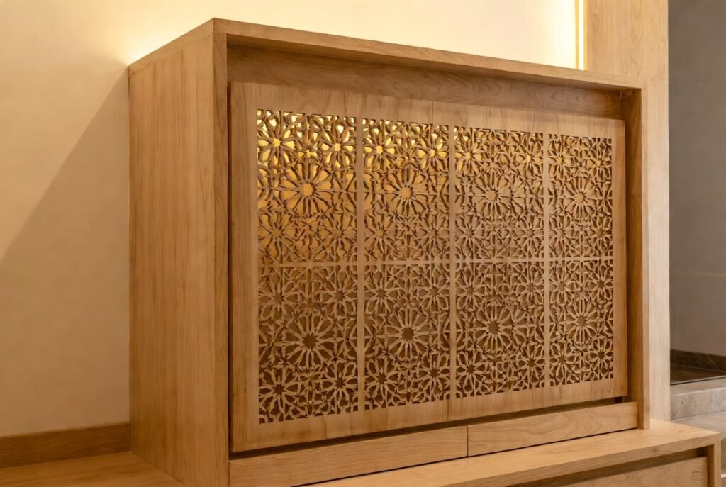 11 Modern Pooja Room Ideas Indian Style to Try for Your Home ✨ 3 d88a9b1e dcb9 44b5 b6f5 d1dfb9481b27