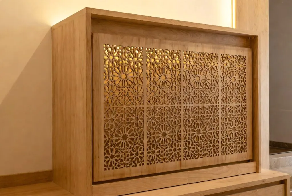 11 Modern Pooja Room Ideas Indian Style to Try for Your Home ✨ 3 d88a9b1e dcb9 44b5 b6f5 d1dfb9481b27